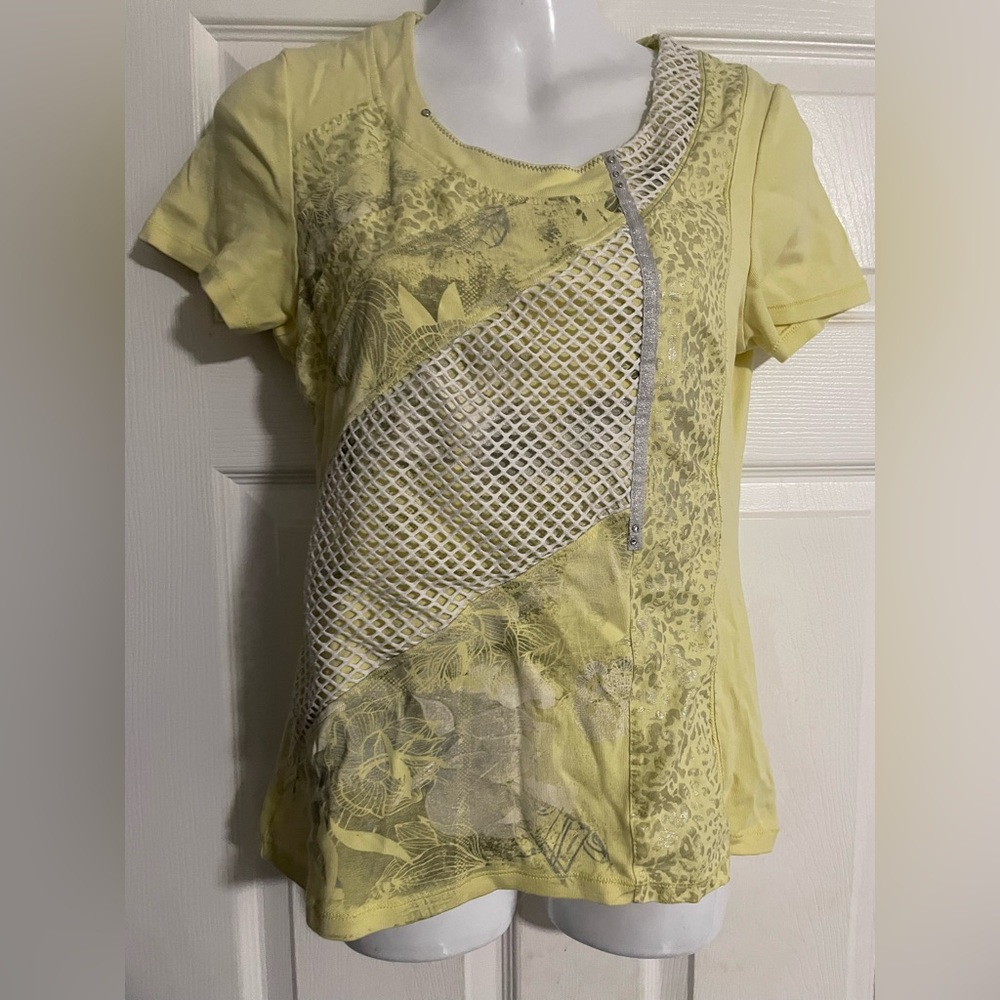 Yellow Women's Top with Mesh Detail by Kallison